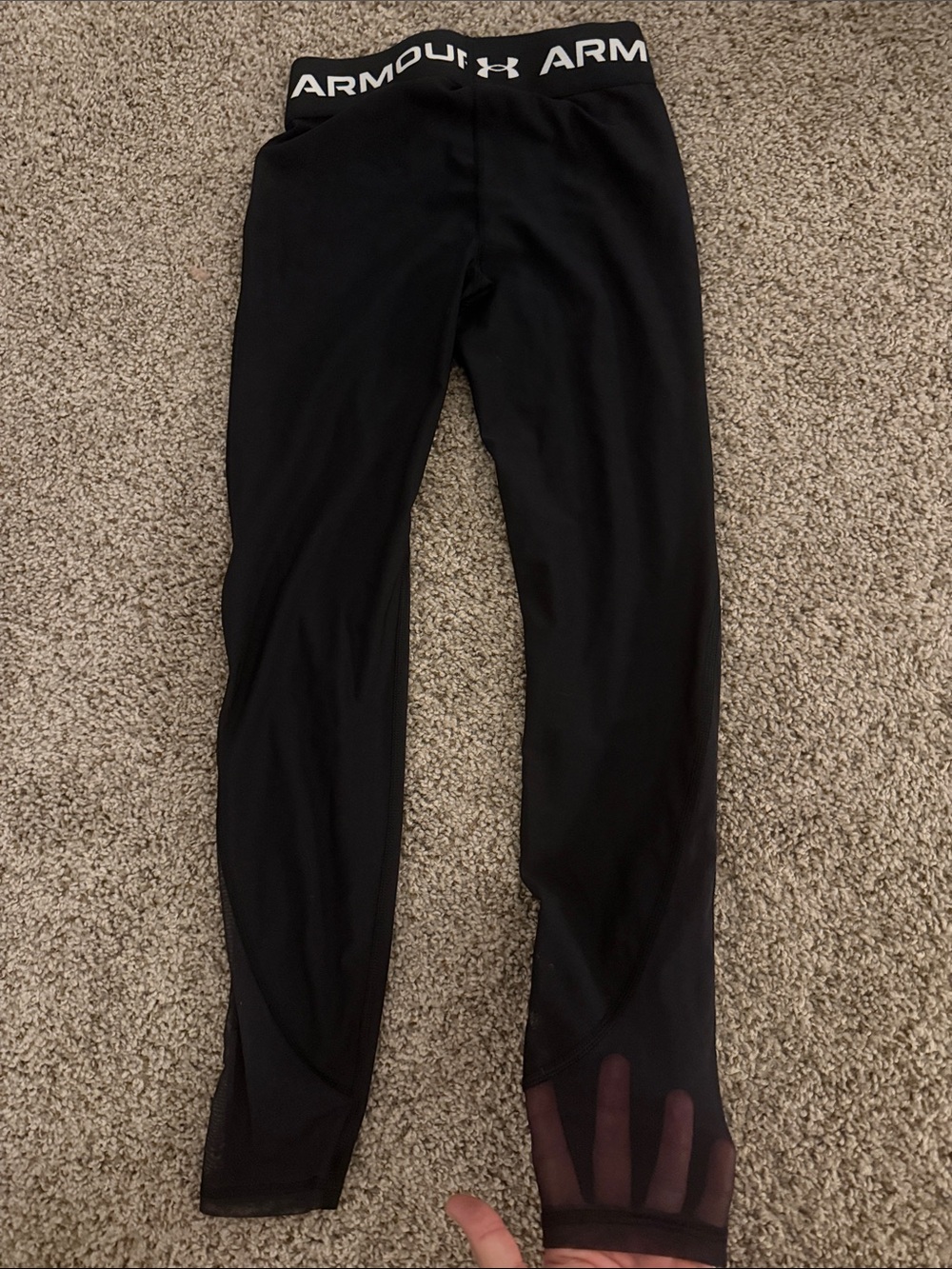 Under Armour Black High-Waist Compression Leggings with White Logo - Picture 2 of 2